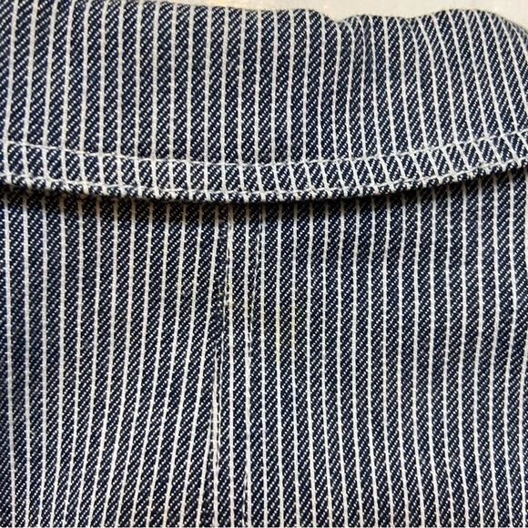 ADEC2 Philliphe Adec Brand Navy and White Pinstripe Single Button Blazer 4/38 - Picture 12 of 15